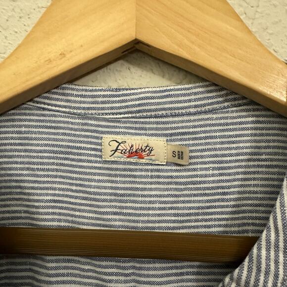 FAHERTY Isha Mini Dress Blue Pinstriped Sleeveless Linen Y2K Preppy - Picture 7 of 10